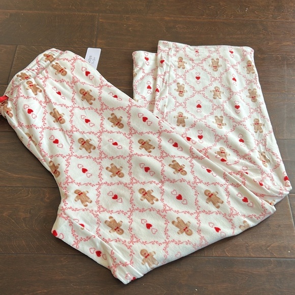 Jaclyn Smith Other - Jaclyn Smith Womens Christmas Pajama Pants Gingerbread Hearts Plush